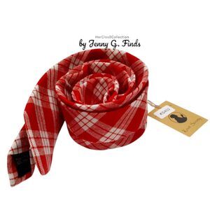 Knot Society 100% Cotton Red White Tartan Houston Men's Tie NWT